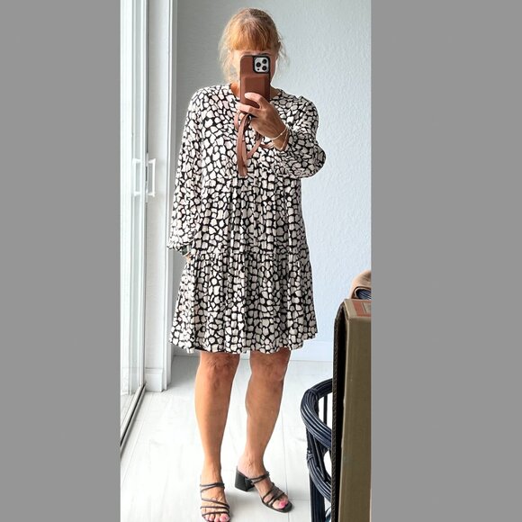 Whistles Giraffe Print Trapeze Dress, Size 12 - Picture 1 of 8